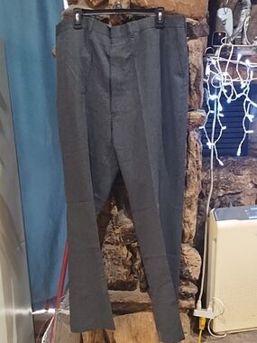 Perma Prest Men's Charcoal Gray Dress Pants - Classic Straight Fit